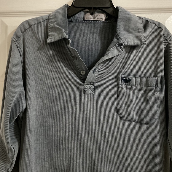 Men’s Giorgio Armani LS Ribbed 3-Button Polo Shirt, XL - Picture 4 of 7